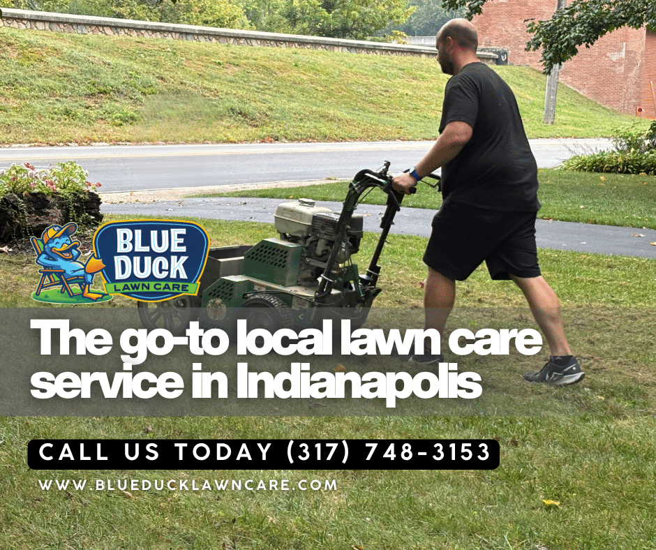 Professional Blue Duck Lawn Care technician providing quality reason to support local lawn care in Indianapolis and Central Indiana.