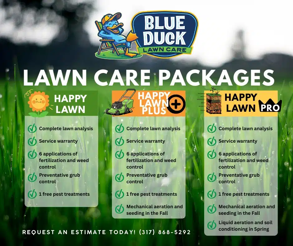 Blue Duck lawn care membership program with transparent cost and benefits for Indiana local lawn care customers.