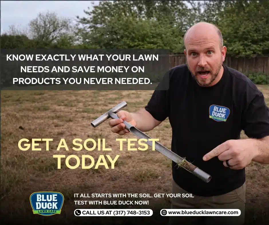 Blue Duck Lawn Care soil testing service on a property in Fishers, Central Indiana demonstrating soil testing benefits.