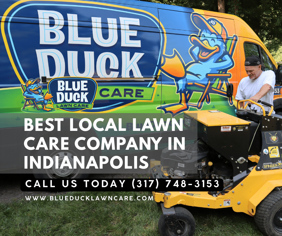 Trusted Blue Duck team with truck delivering what independent Indianapolis lawn care company customers deserve.